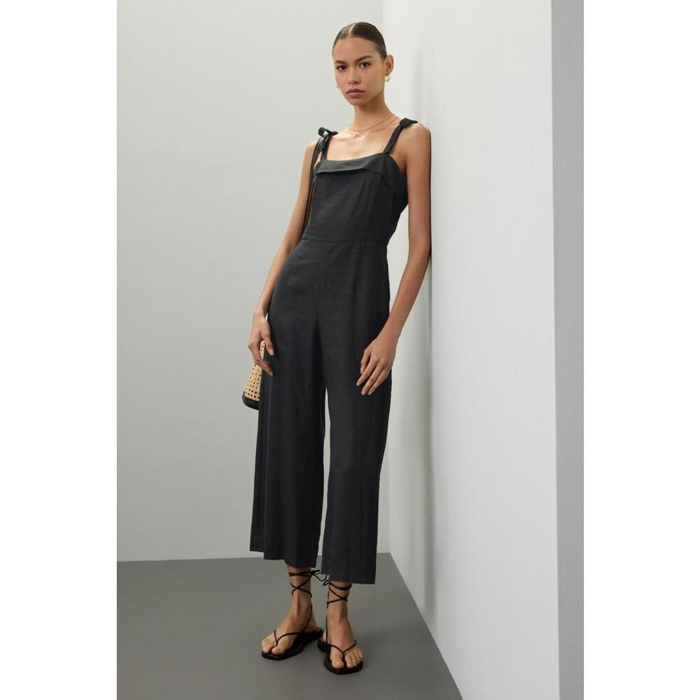 Fifteen Twenty Black Paloma Jumpsuit Size 8 with Minor Fabric Wear Small Stain